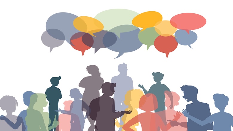 Illustrated conversation bubbles