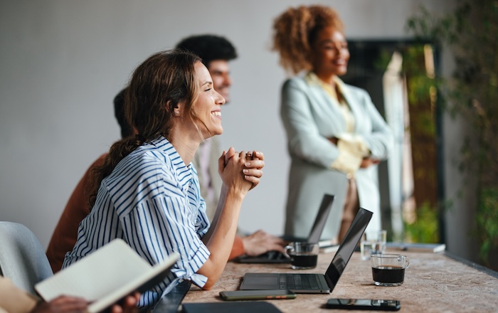 A happy team celebrating a success