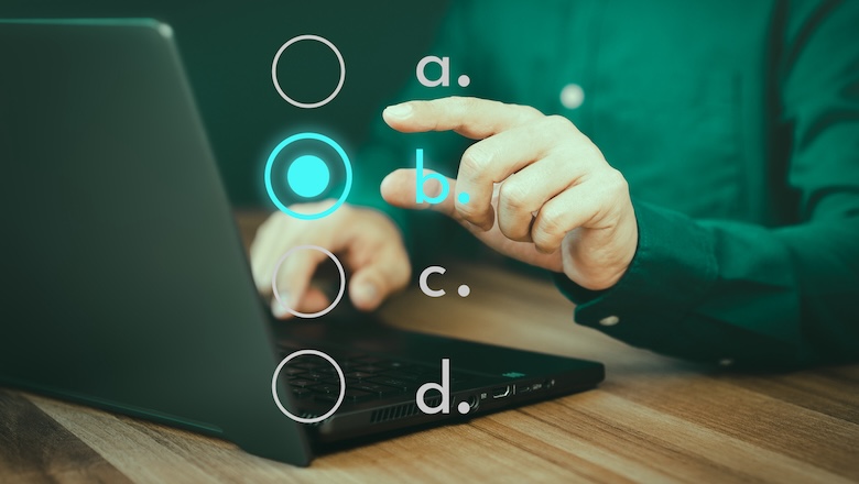 A screen with multiple choice options.