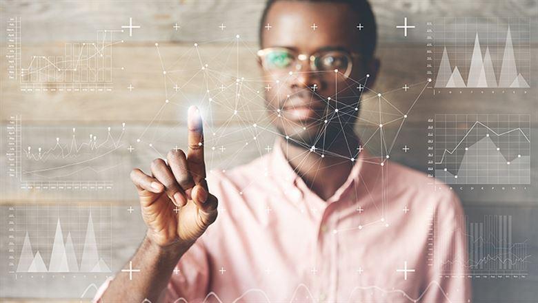 businessman working with digital numbers