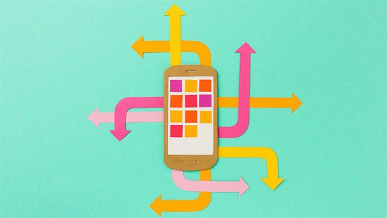 mobile phone with arrows 