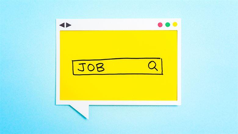 online job search form on yellow speech bubble