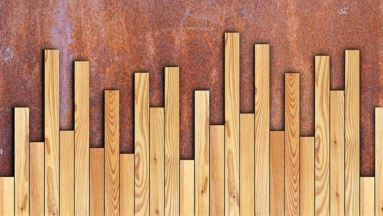 partially completed wood floor installation