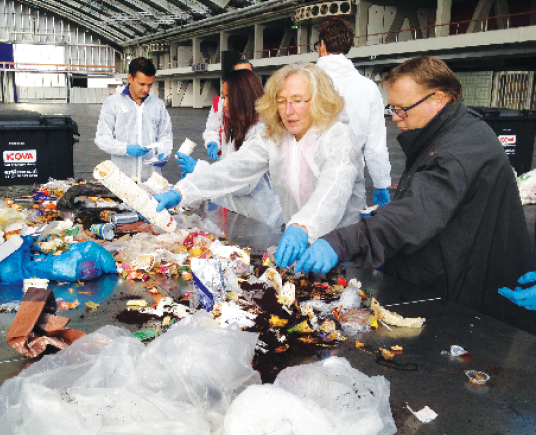 RAI Amsterdam employees sorting through trash