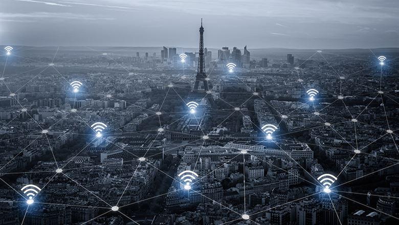 map of wireless connections across a city