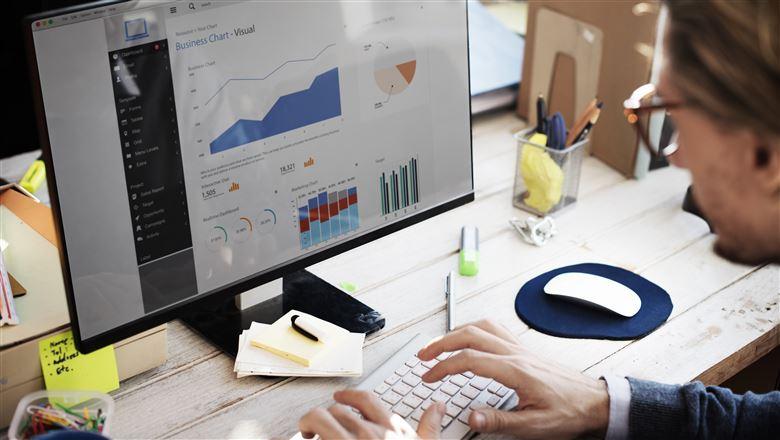 professional viewing data charts on a desktop