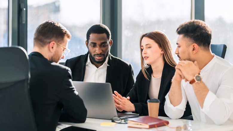 Multiracial business team at a meeting in the office