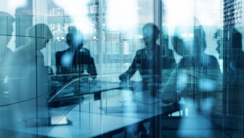 A business room with people implied inside