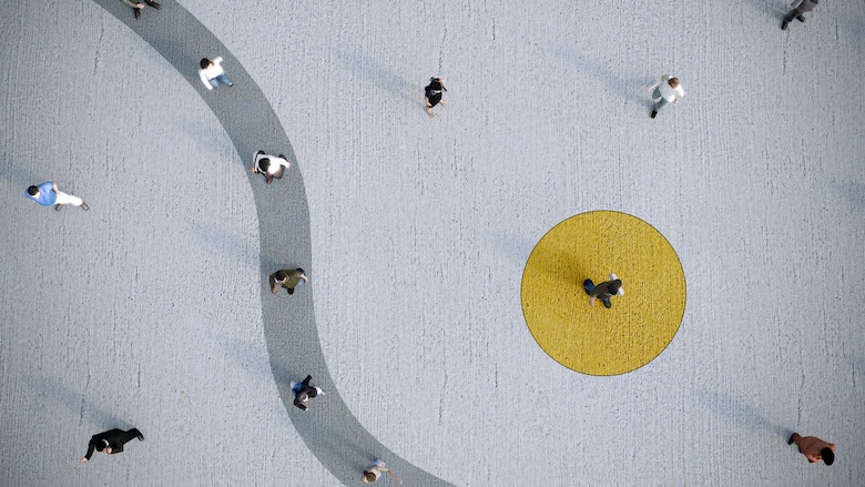 People walking around